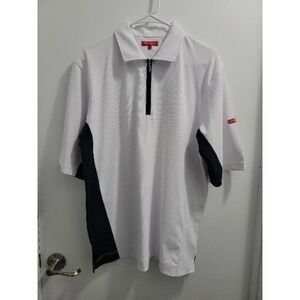FootJoy FJ Mens 1/4 Zip Short Sleeve Polo Shirt Golf Adult Large White athletic